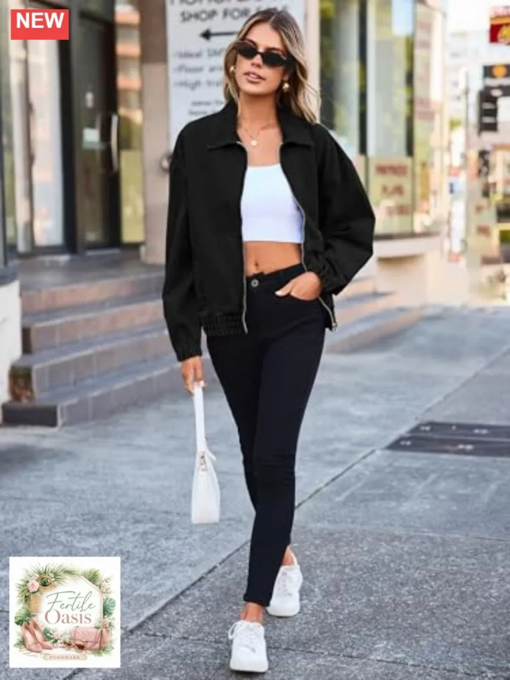 Oversized Denim Jacket Women Zip Up Long Sleeve Casual Loose Fit Jean Jacket